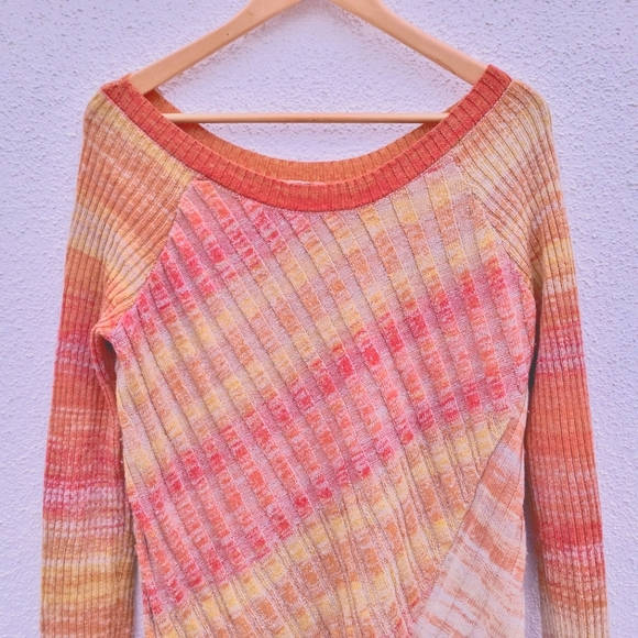 ⛔️Free People Ribbed Sunset Rainbow Pullover Sweater L - Picture 7 of 7